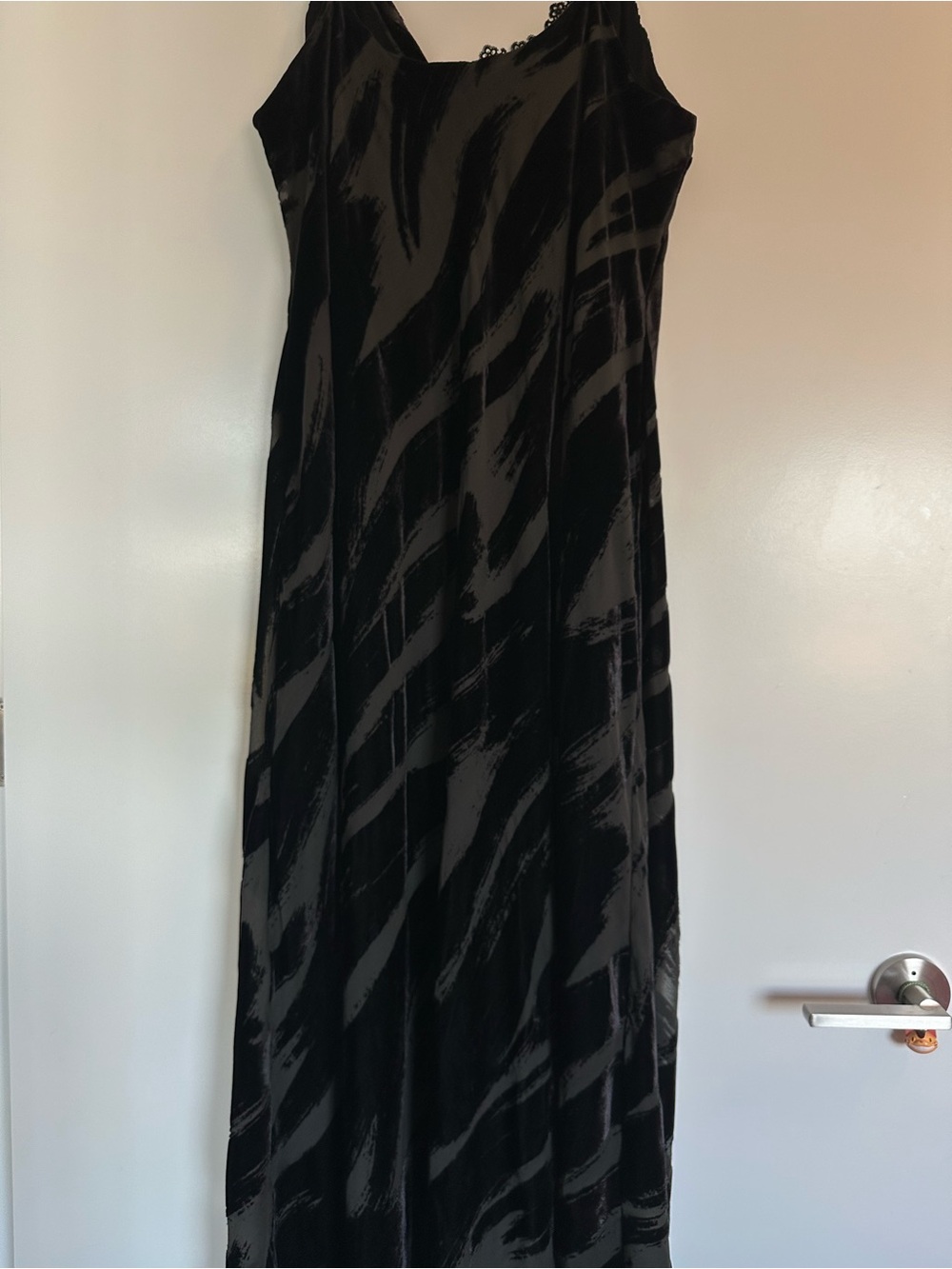 NWT By Anthropologie 3X Black Velvet Slip Dress - Floral Lace Cowl, Burnout - Picture 8 of 11